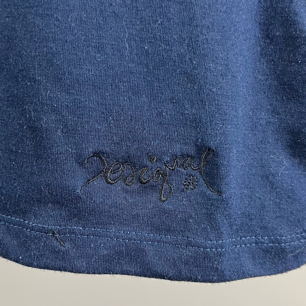 Desigual long sleeve mixed media dress in navy blue - Picture 6 of 7